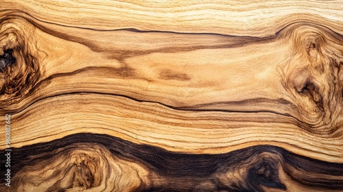 Captivating close up photograph showcasing the unique character of a hickory wood surface with its strong contrasting dark and light grain lines creating a mesmerizing textural pattern