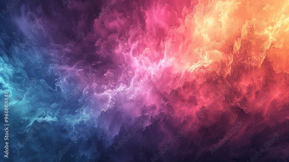 Abstract Swirling Clouds of Pink, Blue, and Yellow Abstract Swirling Clouds of Pink, Blue, and Yellow