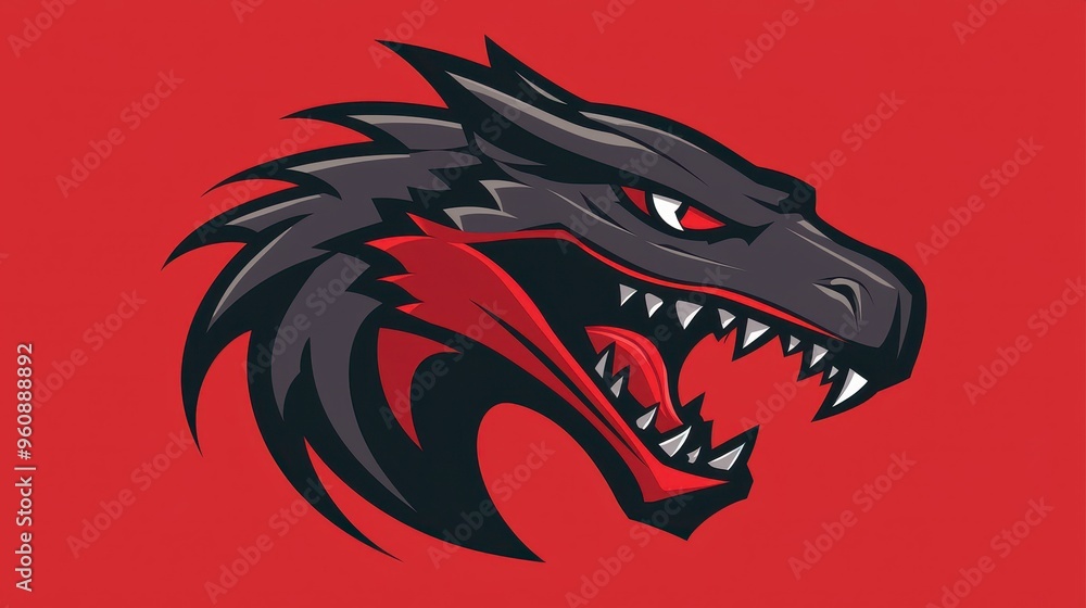 Fierce Dragon Head Mascot Logo Design Fierce Dragon Head Mascot Logo Design