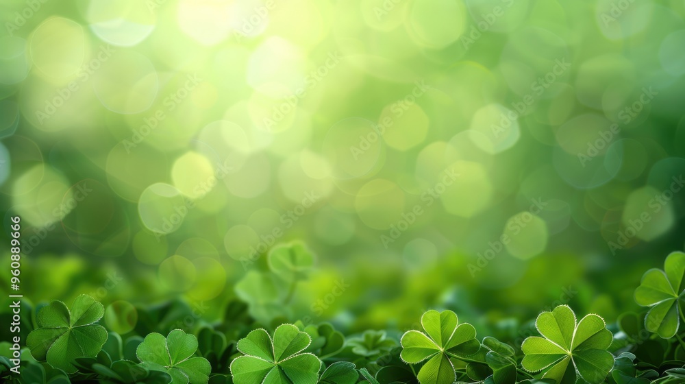 Green shamrock background with four-leaf clover Green shamrock background with four-leaf clover