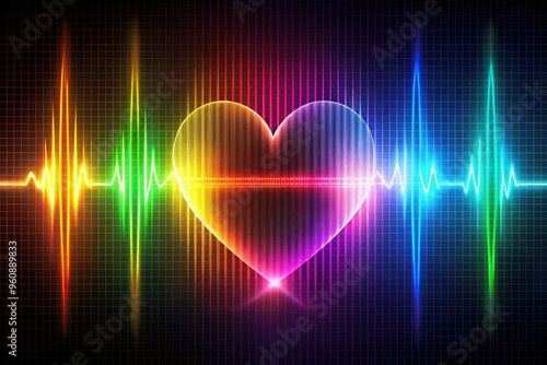 heart pulses waveform prismatic colors abstract psychedelic dream photo