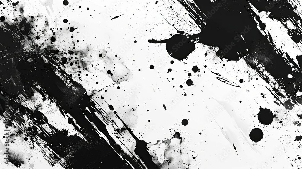 Abstract Black Ink Splashes and Strokes on White Background Abstract Black Ink Splashes and Strokes on White Background