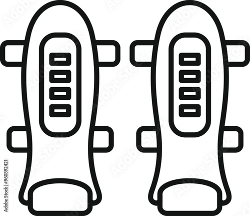 Simple vector icon of shin guards, essential protective gear for soccer players, ensuring safety during matches