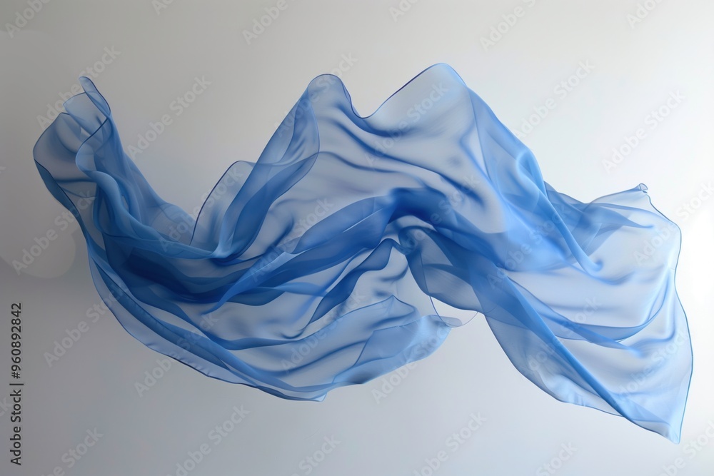 Fototapeta premium Floating blue fabric