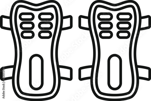 Soccer shin pads protecting player legs icon, outline style