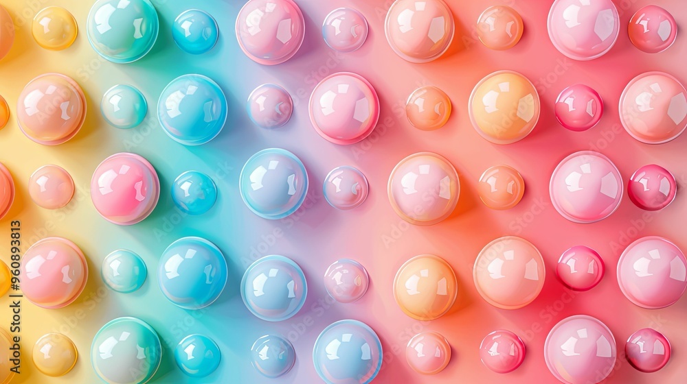 Abstract Pattern of Colorful Glossy Spheres on Gradient Background Abstract Pattern of Colorful Glossy Spheres on Gradient Background