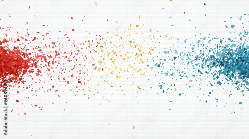 Fototapeta premium Colorful Confetti Explosion on White Grid Background
