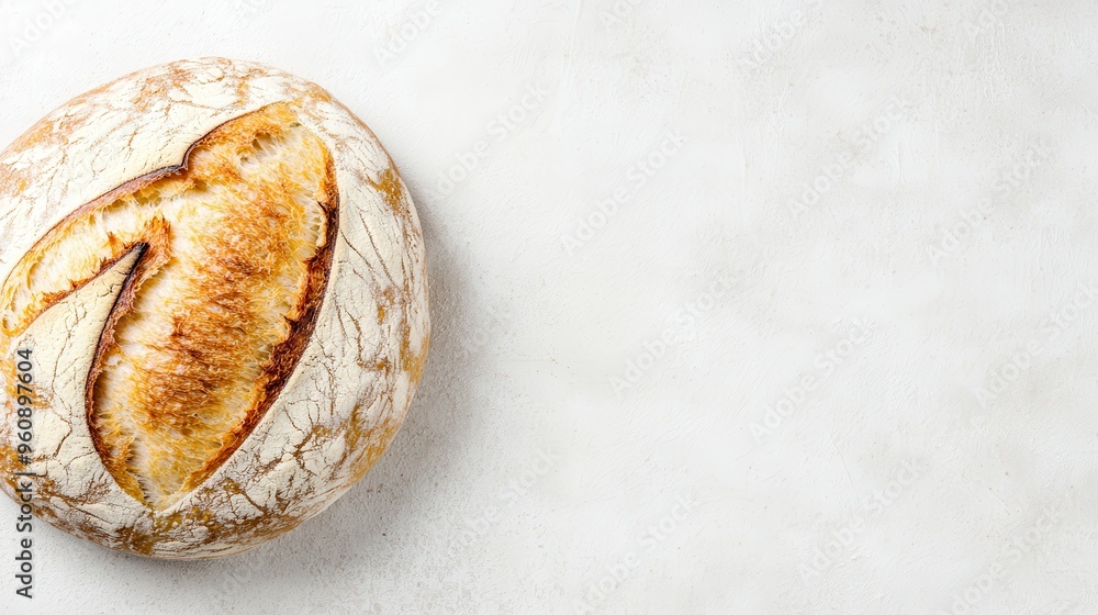 Freshly Baked Sourdough Bread on White Background Freshly Baked Sourdough Bread on White Background