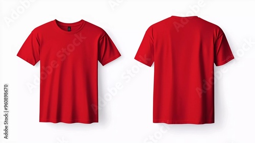 
Blank red t shirt front and back mockup, plain cotton tshirt mock up design template. T shirt design template, nice tee shirt isolated on white background