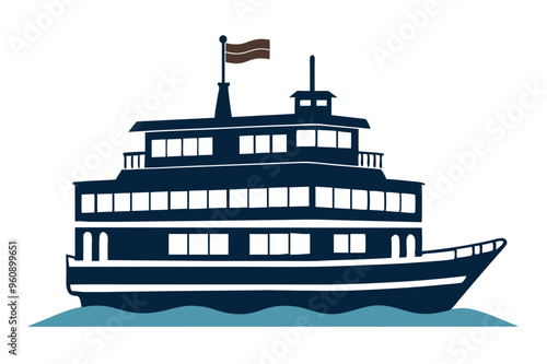 riverboat silhouette vector illustration 