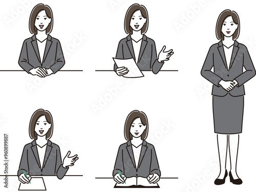 スーツ姿の若い女性の案内