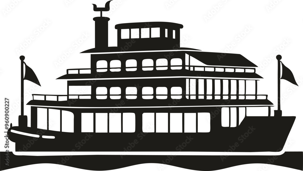 Obraz premium riverboat silhouette vector illustration