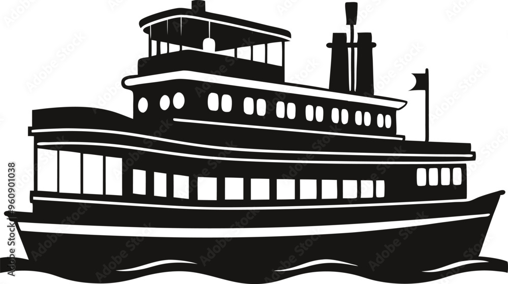Obraz premium riverboat silhouette vector illustration 