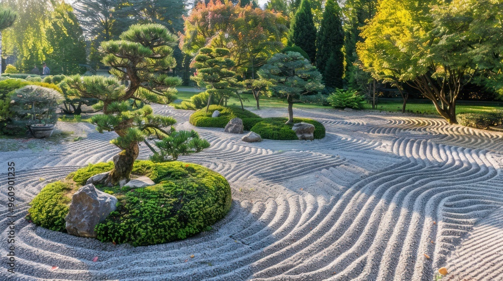 Serene Japanese Garden with Bonsai Tree Serene Japanese Garden with Bonsai Tree