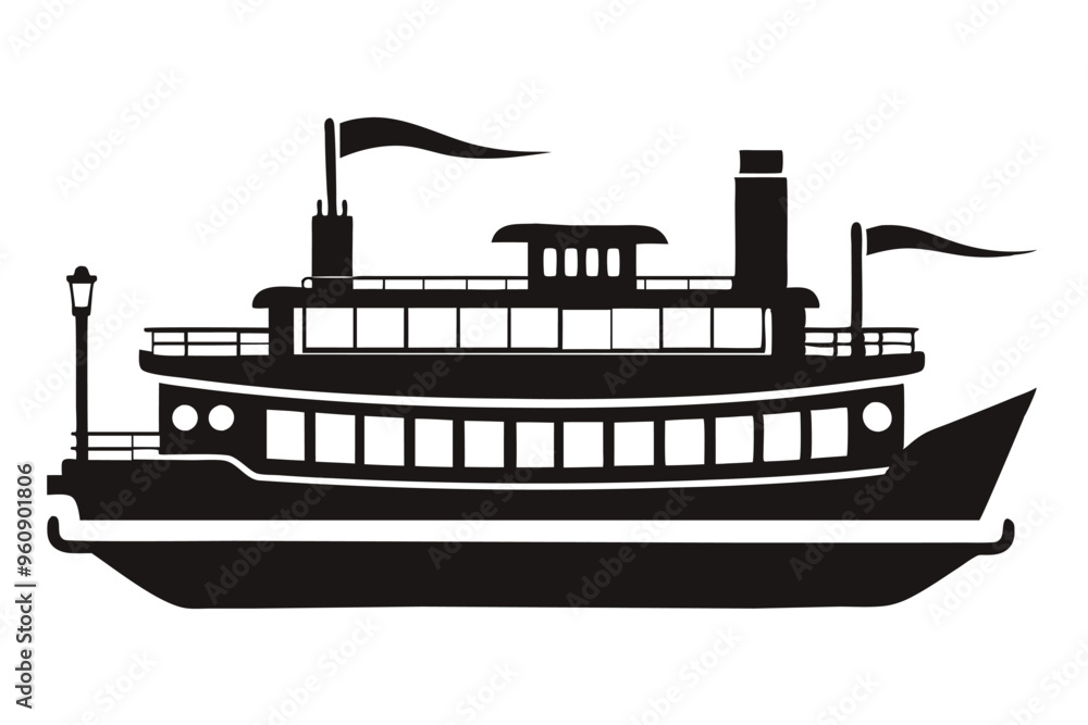 Obraz premium riverboat silhouette vector illustration