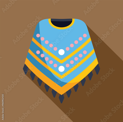 Traditional latin american poncho with colorful geometric pattern, representing cultural clothing and fashion