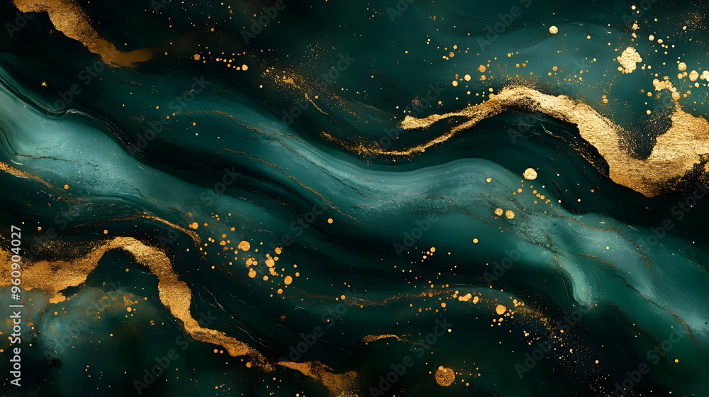 Abstract Green and Gold Swirl Background Abstract Green and Gold Swirl Background