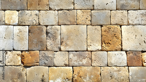 Stone Wall Texture Beige and Yellow Brick Background