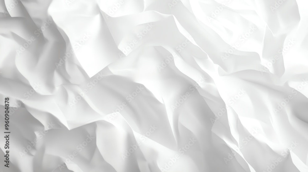Obraz premium An abstract texture of crumpled white fabric showcasing soft folds and waves, perfect for backgrounds and design projects.