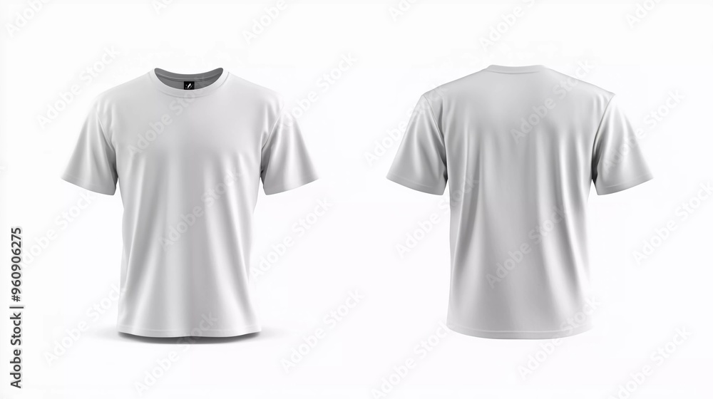 T-shirt with space for design isolated on white. Good back and front views T-shirt with space for design isolated on white. Good back and front views