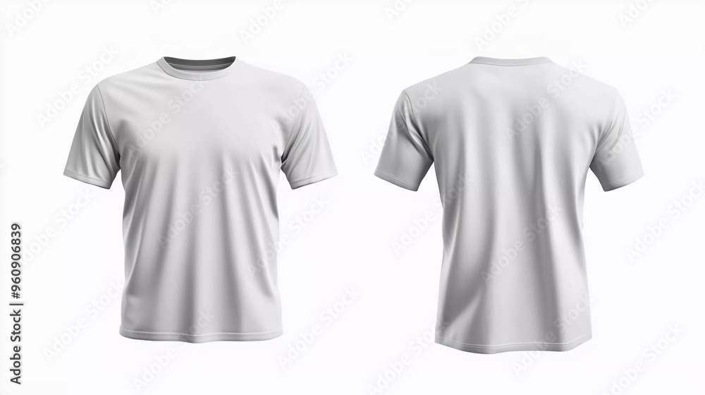 T-shirt with space for design isolated on white. Good back and front views T-shirt with space for design isolated on white. Good back and front views