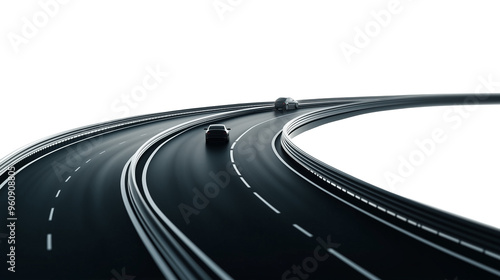 Road, highway with cars, isolated illustration