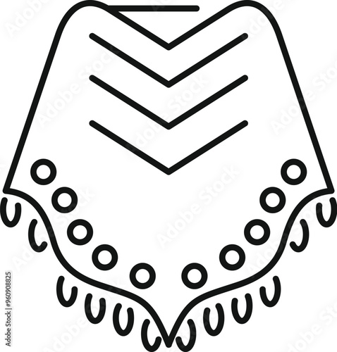 Simple vector of a mexican poncho with ornaments, isolated on a white background