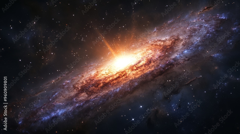 A dramatic deep space image of a starburst galaxy with intense, radiant arms and a dense core, surrounded by a backdrop of dark space and distant stars. A dramatic deep space image of a starburst galaxy with intense, radiant arms and a dense core, surrounded by a backdrop of dark space and distant stars.