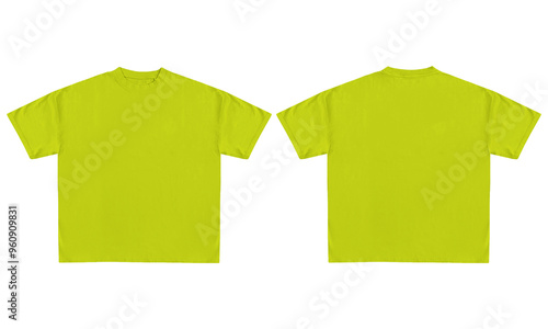 Blank Yellow T Shirt Mockup, Front and Back View photo