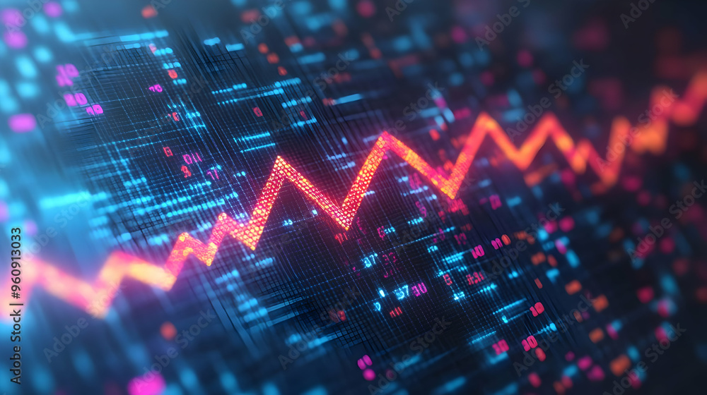custom made wallpaper toronto digitalDigital Stock Market Graph with Growth and Decline