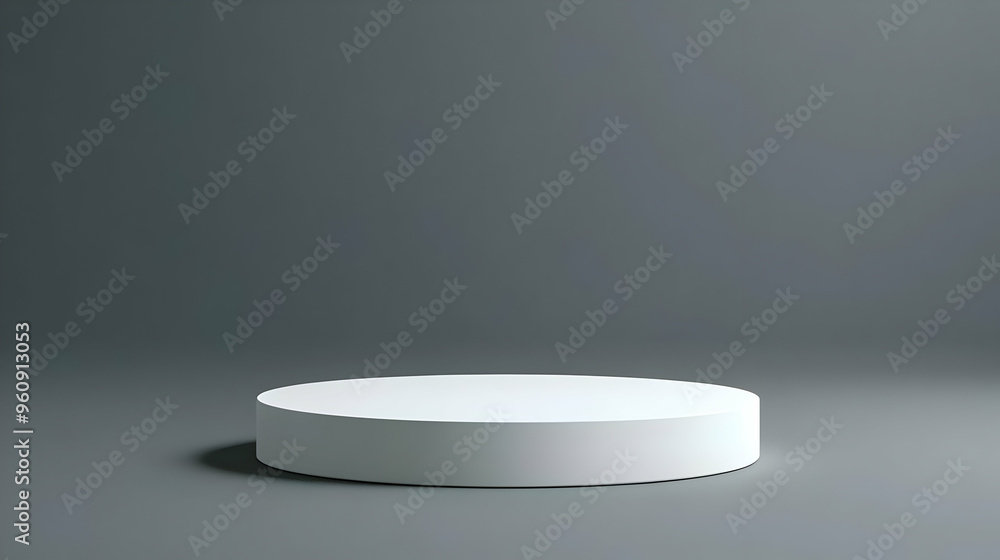 White Round Podium on Gray Background for Product Display White Round Podium on Gray Background for Product Display
