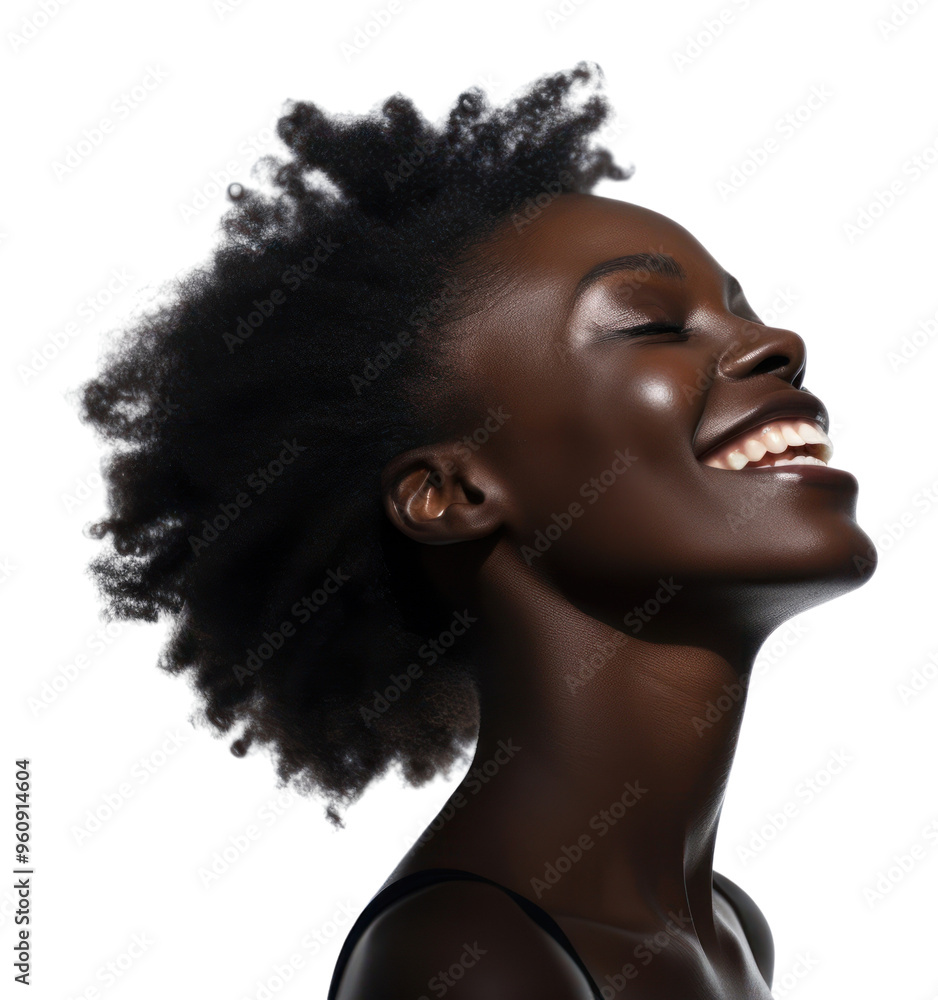 PNG Woman Black laughing portrait. PNG Woman Black laughing portrait.