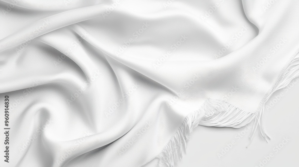 Fototapeta premium White Fabric with Fringes Abstract Texture Background