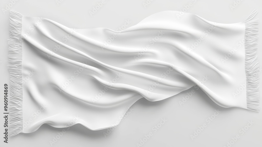White Fabric with Fringe Draped Flowing Texture Smooth Elegant Minimalist White Fabric with Fringe Draped Flowing Texture Smooth Elegant Minimalist