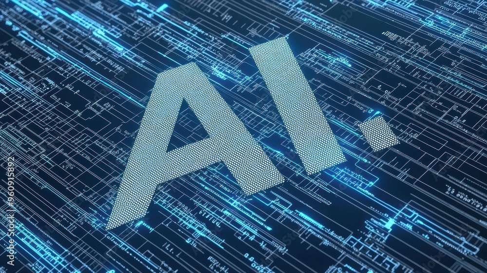 Obraz premium AI Technology Artificial Intelligence Machine Learning Digital Network Circuit Board Blue Futuristic