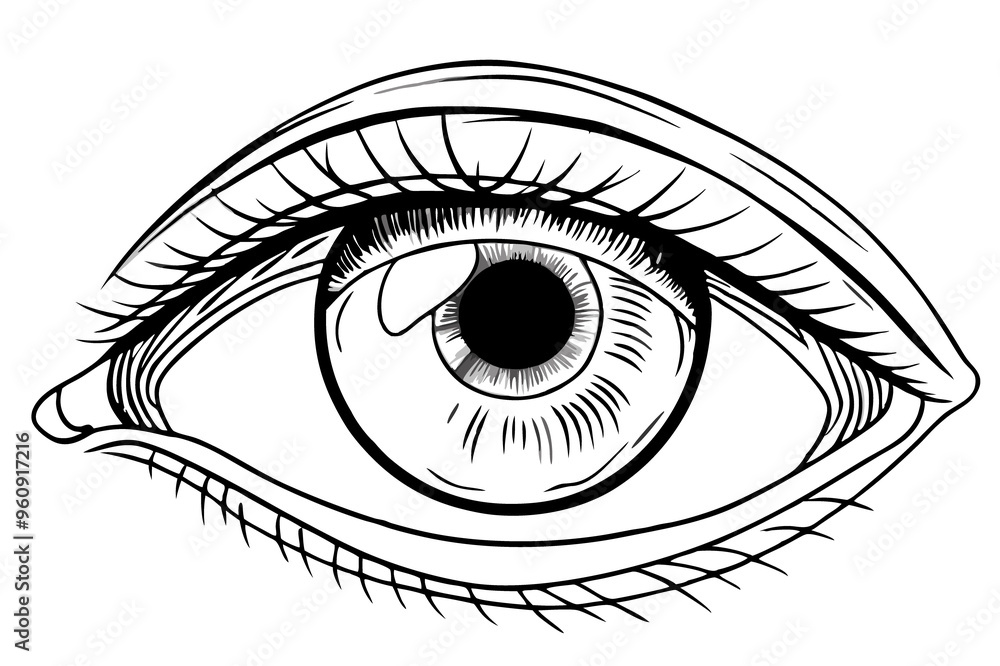 Fototapeta premium Cut-Out Eye on Transparent Background - High-Definition Visual for Digital Media and Educational Purposes