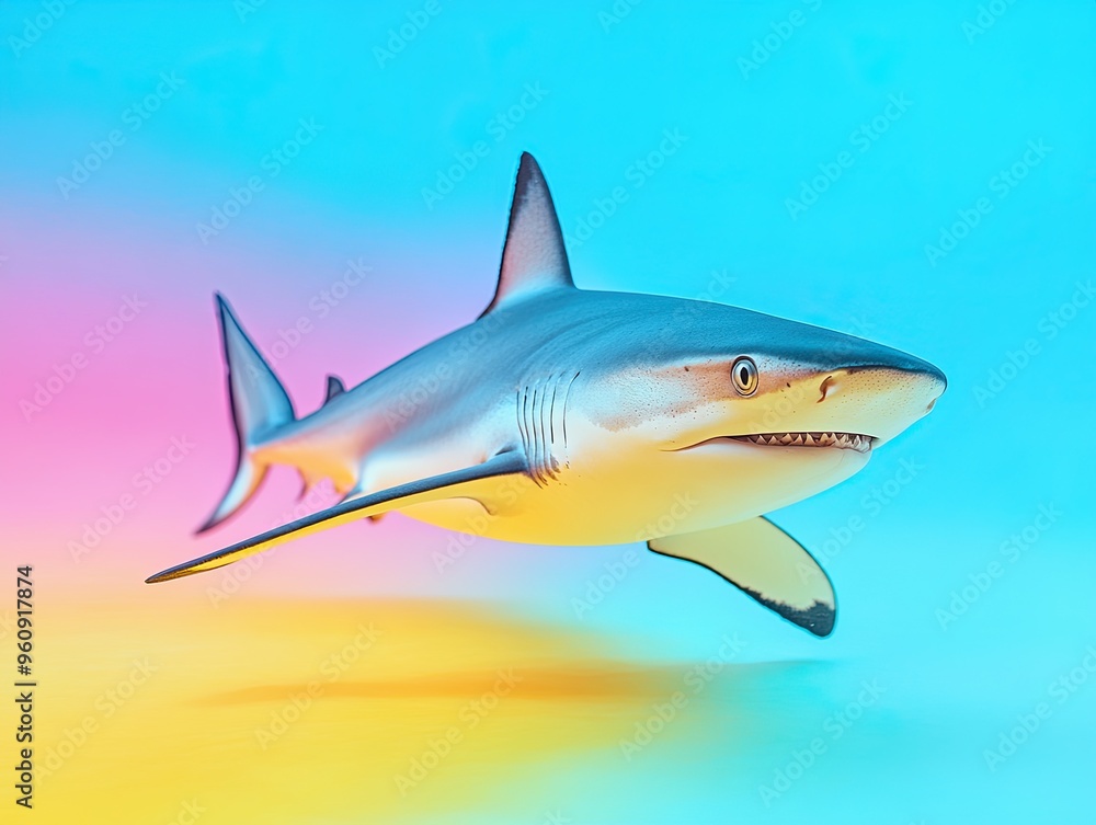 Fototapeta premium shark isolated on colorful background
