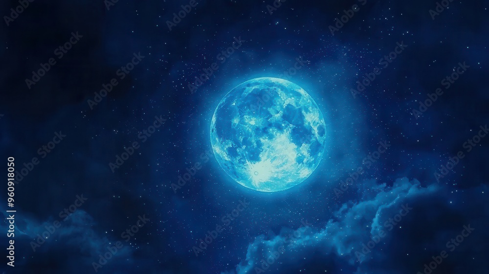 Full Moon Night Sky with Stars and Clouds Full Moon Night Sky with Stars and Clouds