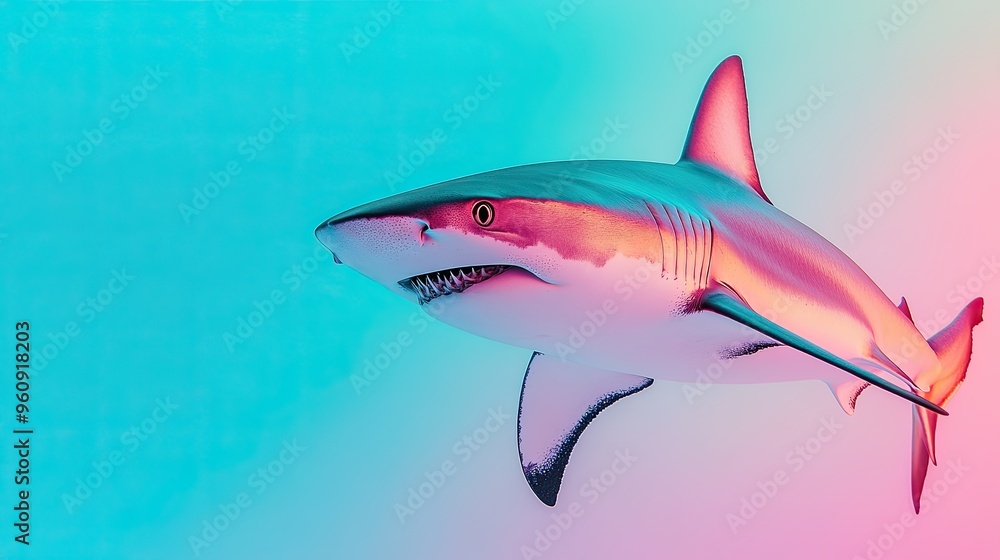 Obraz premium shark isolated on colorful background
