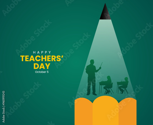 Happy Teacher's Day creative concept vector illustration. Creative teacher's day, education day concept. teacher reads the student vector. teacher illustration.
