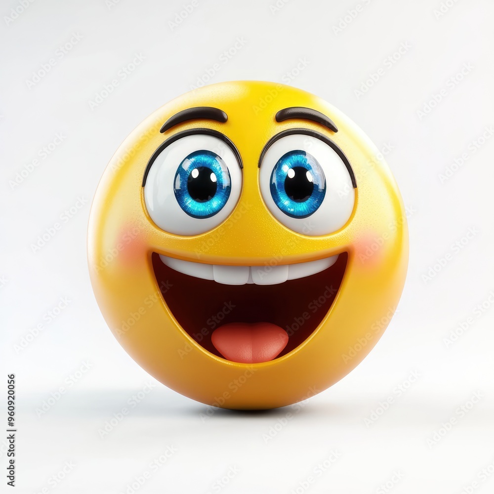 A cheerful yellow smiley face with bright blue eyes expressing joy and happiness in a creative, playful design against a light background, perfect for conveying positivity A cheerful yellow smiley face with bright blue eyes expressing joy and happiness in a creative, playful design against a light background, perfect for conveying positivity