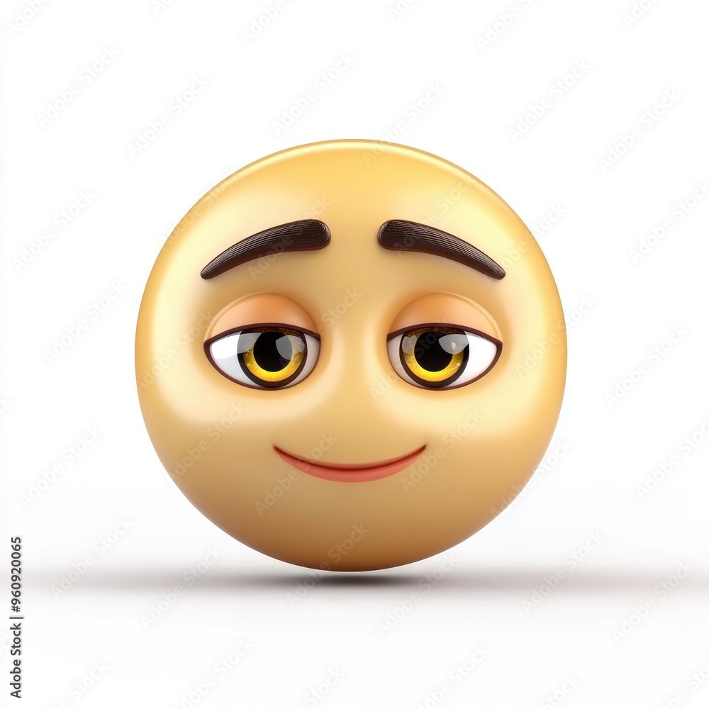 A cheerful emoji with a slight smile and playful eyes radiates positivity and joy in a simple, minimalist style against a clean background A cheerful emoji with a slight smile and playful eyes radiates positivity and joy in a simple, minimalist style against a clean background