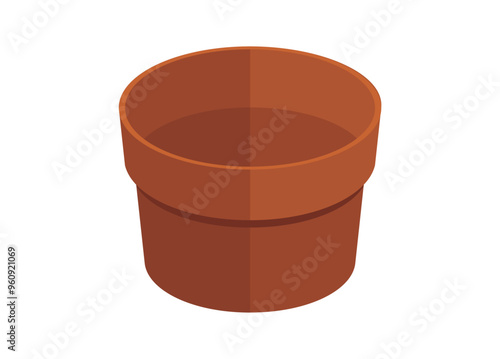 Empty clay pot. Simple flat illustration.