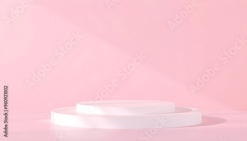 Pastel white podium pedestal with matte color background. Style-73