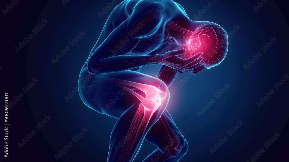 Human Figure with Painful Areas Highlighted Human Figure with Painful Areas Highlighted