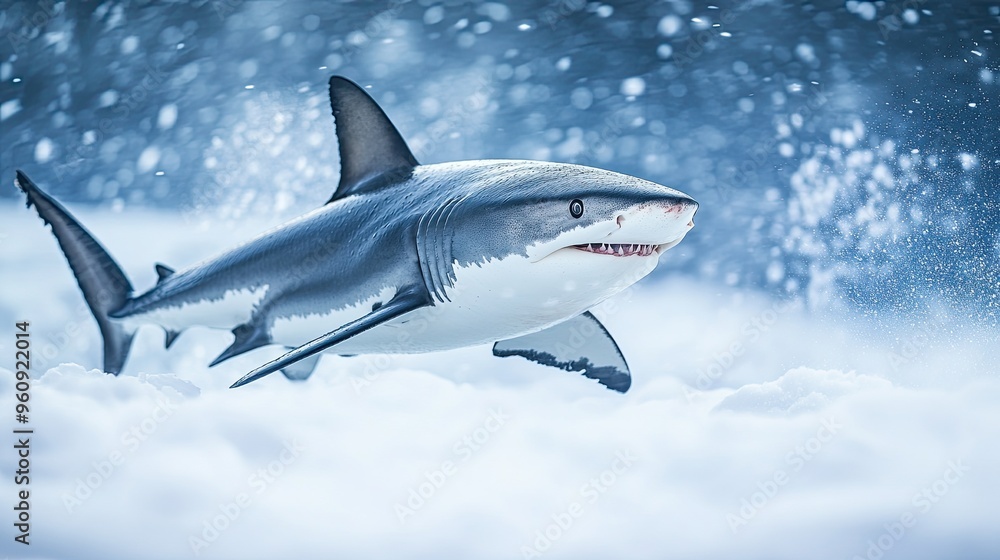 Fototapeta premium shark isolated on winter background