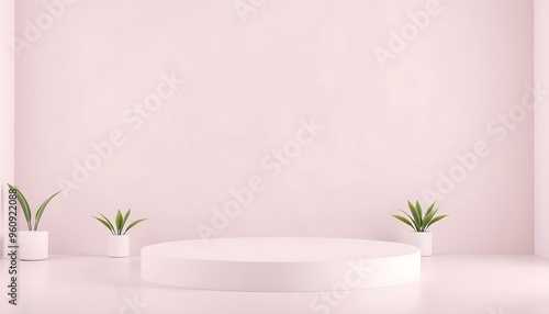 Pastel white podium pedestal with matte color background. Style-11