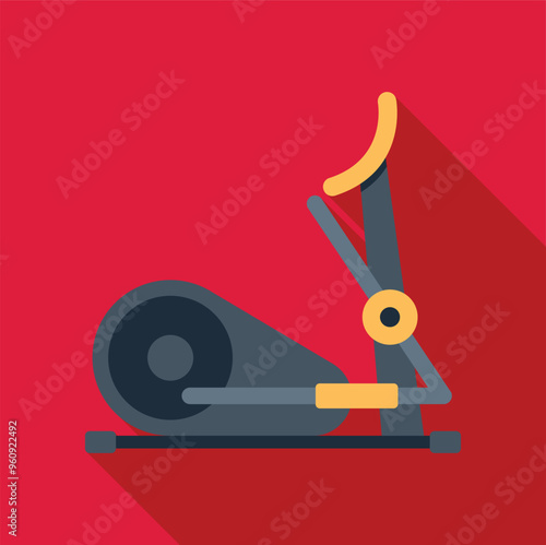 This flat design icon features an elliptical bike, perfect for representing fitness concepts