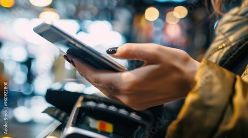 Close-up of a Woman's Hand Holding a Smartphone