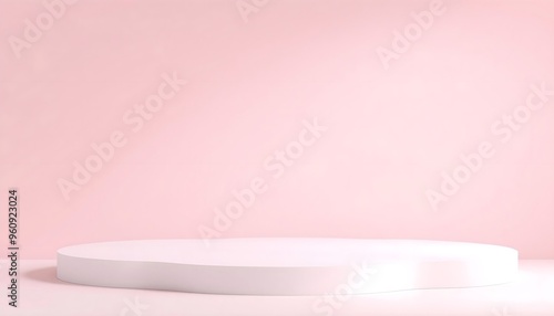 Pastel white podium pedestal with matte color background. Style-69